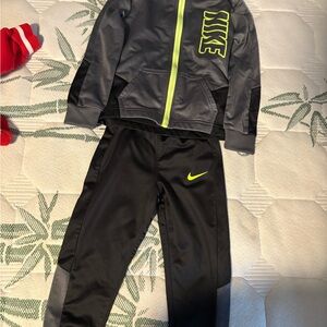 Nike Black Jacket and Pants Set with Neon Yellow Accents